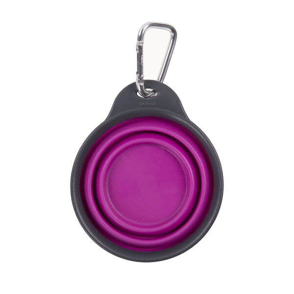 Dexas дорожня складна миска з карабіном 240 мл пурпурна