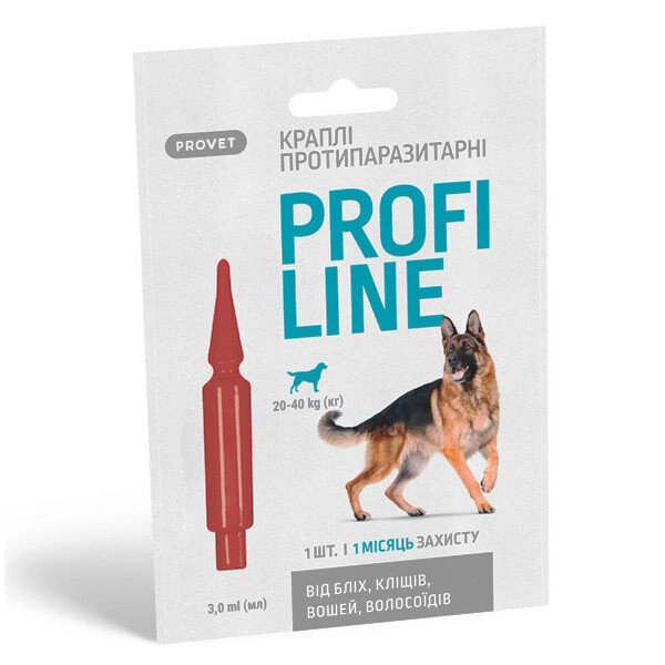 PROVET Profiline краплі від бліх та кліщів для собак від 20 до 40 кг  1 піпетка 