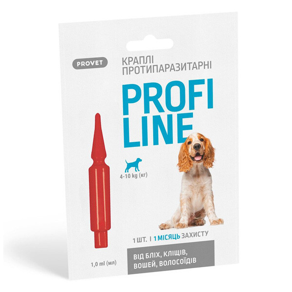 PROVET Profiline краплі від бліх та кліщів для собак від 4 до 10 кг  1 піпетка 