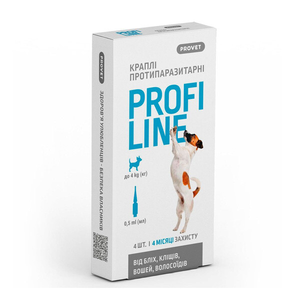 PROVET Profiline краплі від бліх та кліщів для собак до 4 кг  4 піпетки 