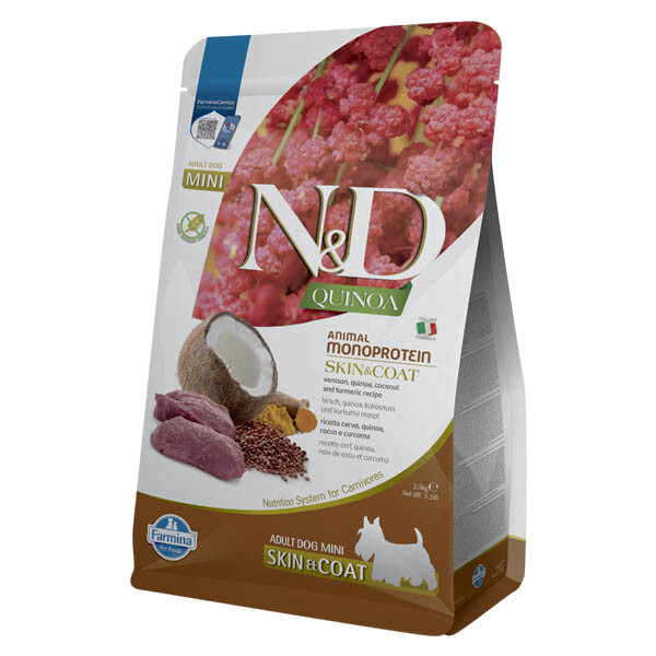 Farmina N&D Quinoa Skin&Coat сухий беззерновий корм з олениною та кокосом для собак малих порід 2.5 кг