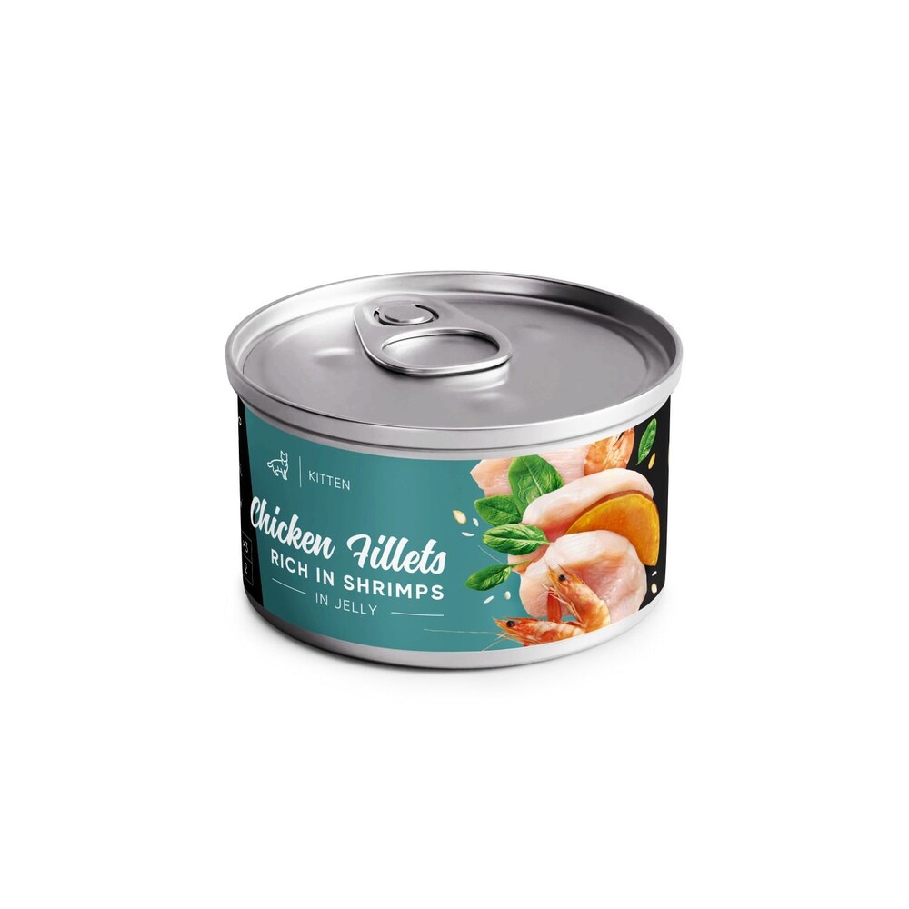 Savory Chicken Fillets вологий корм з філе курки з креветками для кошенят 70 г