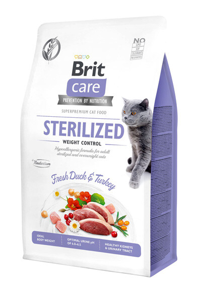 Brit Care GF Sterilized Fresh Duck & Turkey Сухий беззерновий корм для стерилізованих котів (качка та індичка) 400 г