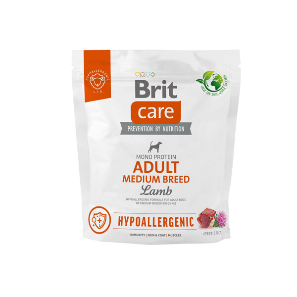 Brit Care Hypoallergenic Adult Medium Breed Сухий гіпоалергенний корм для собак середніх порід (ягня) 1 кг