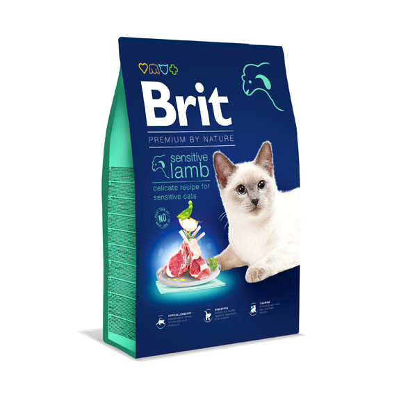 Brit Premium by Nature Cat Sensitive Lamb Сухий корм для дорослих котів з чутливим травленням (ягня) 8 кг