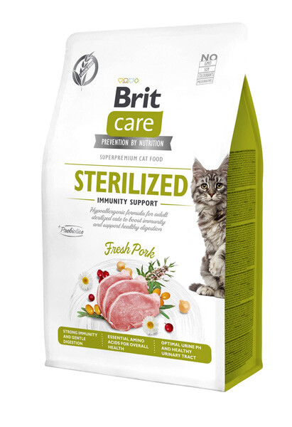 Brit Care GF Sterilized Immunity Support Сухий корм для стерилізованих та котів із чутливим травленням (свинина) 400 г