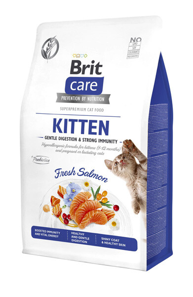 Brit Care GF Kitten Gentle Digestion and Strong Immunity Сухий беззерновий корм для кошенят та вагітних/лактуючих кішок (лосось) 400 г
