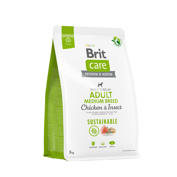 Brit Care Sustainable Adult Medium Breed Сухий корм для дорослих собак середніх порід (курка та комахи) 3 кг