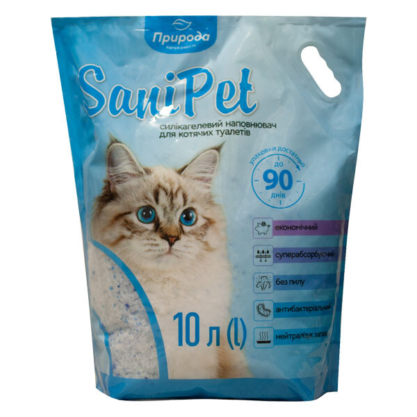 Природа Sani Pet наповнювач силікагелевий для котячого туалету 10 л