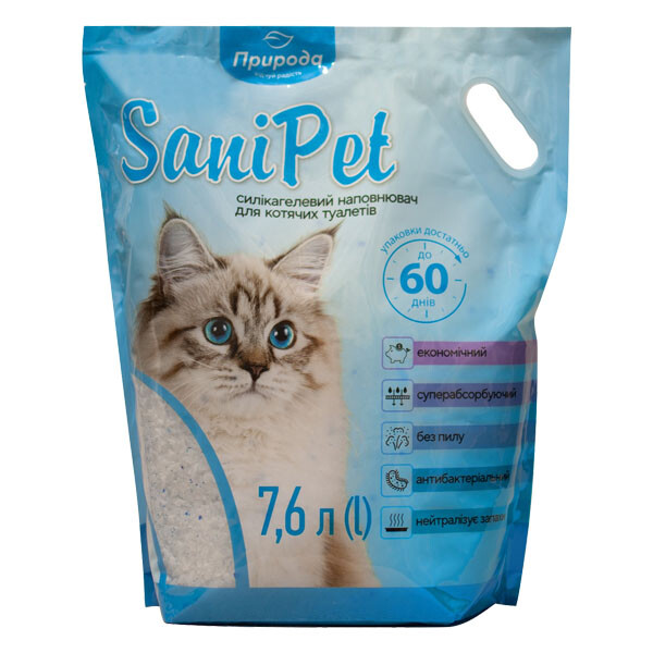 Природа Sani Pet наповнювач силікагелевий для котячого туалету 7.6 л