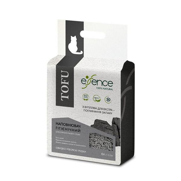 Essence Tofy наповнювач для котячого туалету з вугіллям 6 л