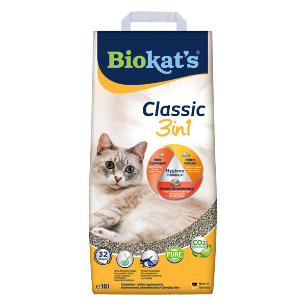 Biokat's Classic 3in1 бентонітовий наповнювач для котячого туалету 10 л