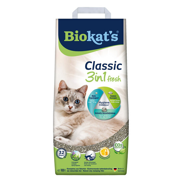 Biokats Diamond Classic Fresh 3in1 бентонітовий наповнювач для котячого туалету 10 л