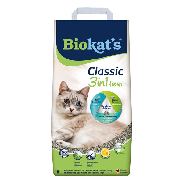 Biokats Diamond Classic Fresh 3in1 бентонітовий наповнювач для котячого туалету 18 л