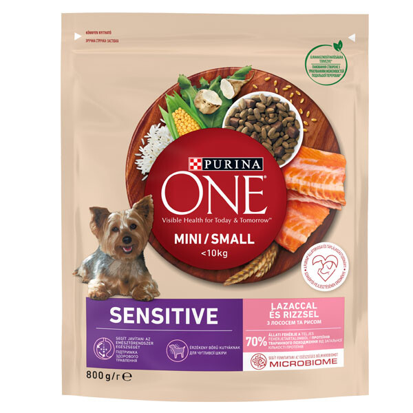 Purina One Сухий корм для дорослих собак малих порід (лосось та рис) 800 г