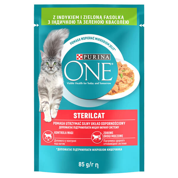 PURINA ONE STERILCAT Вологий корм (індичка та зелена квасоля) 85 г