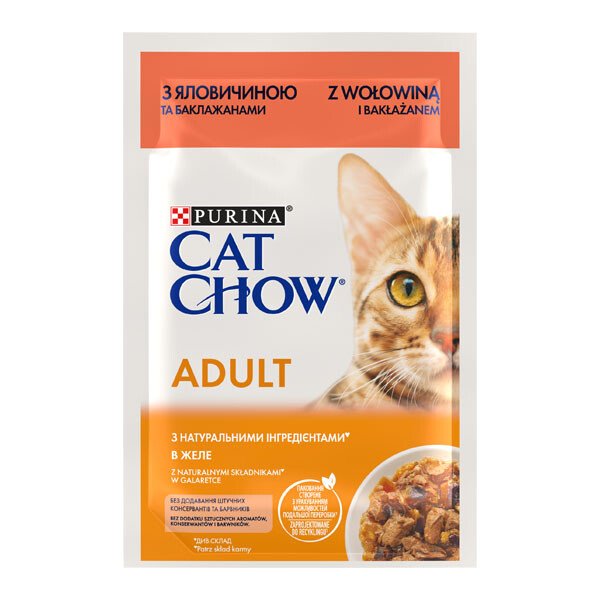 Cat Chow Adult Вологий корм (яловичина та баклажан) 85 г