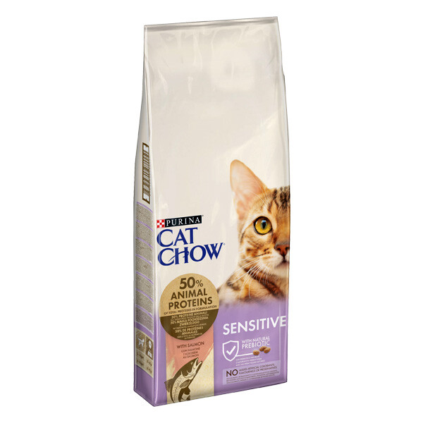 Cat Chow Sensitive Сухий корм при чутливій шкірі та травленні (лосось) 15 кг