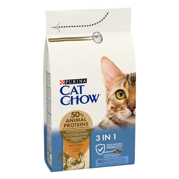 Cat Chow Feline 3in1 Сухий корм (індичка) 1.5 кг