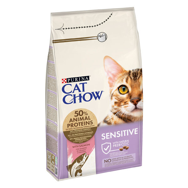 Cat Chow Sensitive Сухий корм при чутливій шкірі та травленні (лосось) 1.5 кг