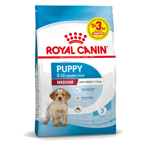 Royal Canin Medium Puppy Сухий корм для цуценят середніх порід 12+3 кг