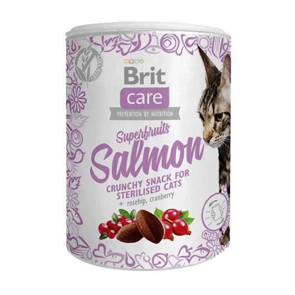 Brit Care Superfruits ласощі для стерилізованих котів з лососем 100 г